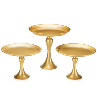 China Wedding Decoration Wholesale 3 Pcs/Set Cake Stand Wedding Supplies Dessert Display Cupcake Stands Trays Gold Cake Stand for sale