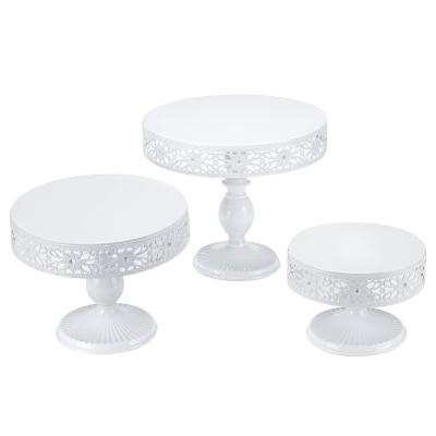 China White Wedding Decoration 3 Cake Stands Round Modern Matel Cake Stand Set For Wedding Birthday Party Celebration for sale