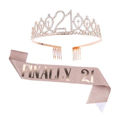 China Hot Sale Queen Birthday Party Decorations Amazon Birthday Sash The 21st And 21st Tiara Set Birthday Party Supplies Decorations for sale