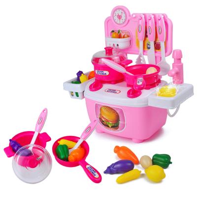 China Improve Child Ability Hanye 21PCS Manual Children DIY Mini Cooking Pretend Role Play Toys New Toy Kitchen Table Toy For Children for sale