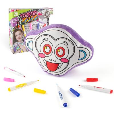 China DIY Cartoon Pillow Painting Monkey On The Pillow With 4pcs Color Pen Kits Customized Pillow For Kids for sale