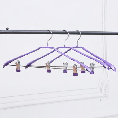 China Minimalist IMHO Manufacturer plastic coated metal hanger with clips for sale