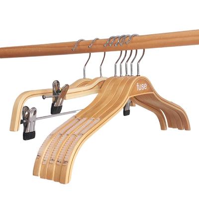 China Non Slip IMHO HANGER Lightweight Non Slip Wooden Hangers Heavy Duty Laminated Hangers Natural Finish With Soft Stripes For Camisole for sale