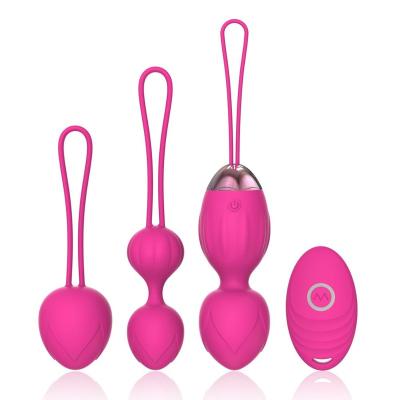 China Medical Silicone Ben Wa Vaginal Dumbbell Kegel Remote Control Balls With Heavy Vibration Silicone Kegel Ball Sex Toys For Sale for sale