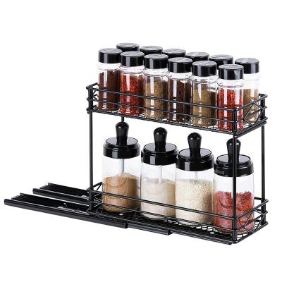 China Wall Mounted Type Custom Kitchen Spice Jar Condiment Container Storage Rack Organizer Seasoning Glass Bottle Display Stand for sale