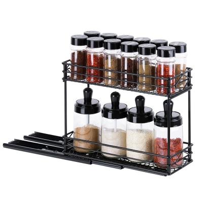 China Wall Mounted Type Factory Kitchen Custom Condiment Shelf Countertop Kitchen Supplies Bottle Storage Multilayer Condiment Shelf for sale