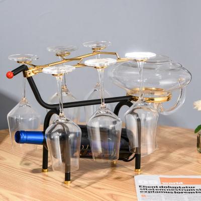 China Modern Black Color 6 Color Cocktail Glass Holder Metal Wine Glass Cup Holder Fawn Bracket Countertop Display Rack Shelving Tumbler for sale