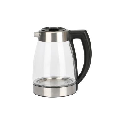 China 360 Degree Rotation Base Kitchen 1.7L Borosilicate Glass Body Full Automatic Electric Kettles With Stainless Steel Decoration for sale