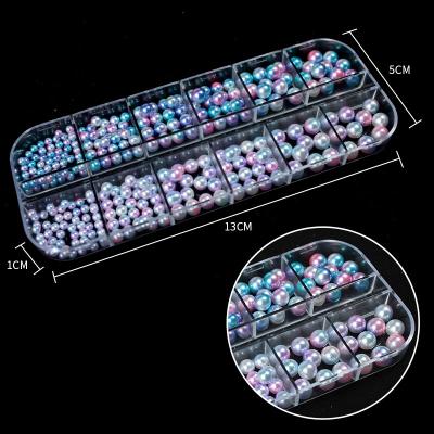 China 2021 popular finger nail art plastic beads size gold silver various rose gold nail caviar nail accessories colorful decoration bead for sale