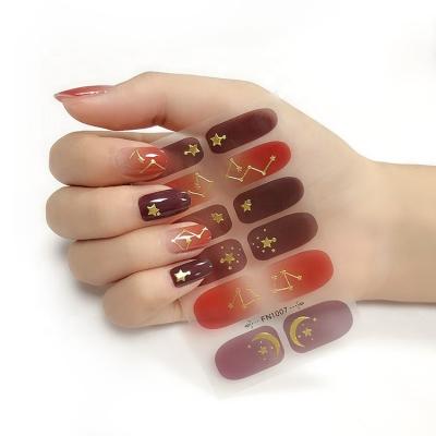 China Trendy Modern French Nail Gel Sticker Fashion Custom Design Nail Art Full Coverage Nail Stickers Ongles Sticker for sale