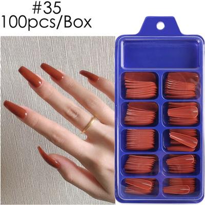 China Amazon Fashionable Hot Selling Matte Manicure Long Press On Popular Nails Shape Red Nail False Tip for sale