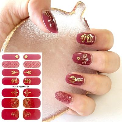 China Fashionable Wholesale Nail Art Sticker Logo Gel Semicure Packaging Adhesive Nail Sticker Wraps for sale