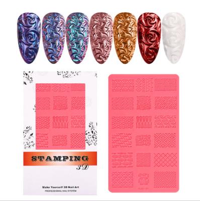 China Newest Beautiful Art Designs 3d Fashionable Silicon Mats Crystal Soft Gel Custom Design Nail Stamping Plate For Beauty DIY for sale