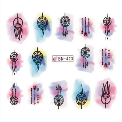 China Factory Direct Sale Watercolor Series of Fingers Nail Art Nail Sticker Dreamcatcher Pattern Water Transfer for sale