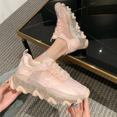 China 2021 new arrivals new arrivals fashion trend female sneakers flat mujer flat zapatilla women's sneaker sports shoe bulky white for sale