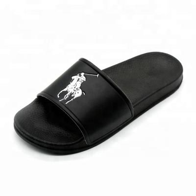 China Cushioning 2021 The New Style Logo Mens Plain Black Slippers Custom Made for sale