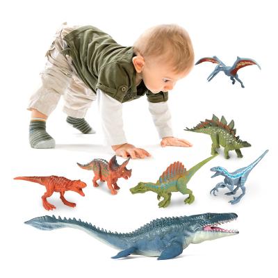 China Hot Selling Amazon 7Pcs 3D Small Plastic Dinosaur PVC Dinosaur Educational Model Toy For Kids for sale