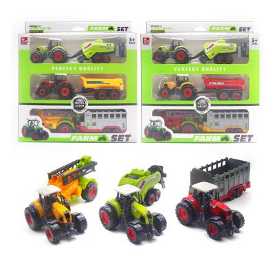 China Toy Good Price Of Diecast 2023 Trending New Products 3Pcs Alloy Metal Mini Farm Toy Tractor Set Die Cast Toy Car For Kids for sale