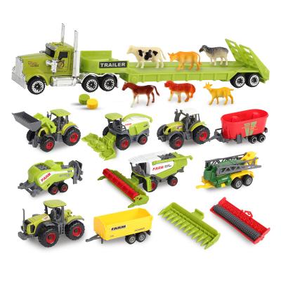 China Toy Hot Sale High Quality Diecast 18Pcs Diecast Toy Tractor Farm Vehicles Small Animals Car Set For Kids Metal Toy Cars Set for sale