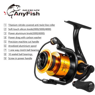 China ANYFISH PLAYER 2020 New Fishing Reel 10+1BB 6000 Series Metal Reel Surfcasting Remote Trolling Fishing Reel Long for sale