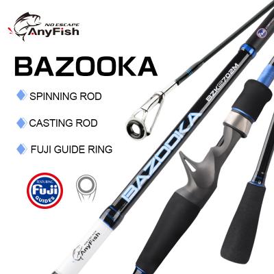 China ANYFISH Carbon BAZOOKA Fishing Rod Carbon Spinning Casting Lure Rod FUJI 2 Section Guide Ring 2.1m M Hard Power for sale