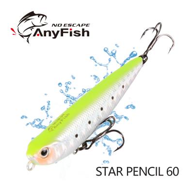 China ANYFISH Hard PENCIL 6cm SAGE 3.4g Fishing Lure Top Water Stronger To Appear Floating Or To Fish Bass Pike Stick PENCIL SAGE 60 for sale