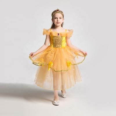 China Anti-wrinkle factory supply good quality sequin fabric girl princess bell skirt children's costumes skirt for sale