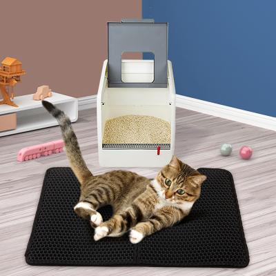 China Durable Improved Easy Clean Cat Litter Catcher Pad Pet Cat Litter Trapper Mat Double Layers Clean Sand for sale