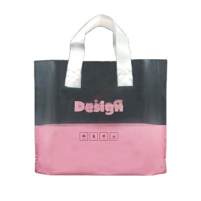 China Shock Resistance Customized Design Clothing Carrier Grocery Reusable Plastic Loop Handle Soft Plastic Shopping Soft Poly Bag for sale