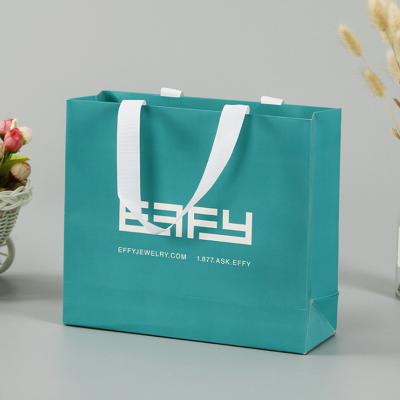 China Paper Bag With Ribbon Handle Custom Guangzhou Logo Printed Fold Paper Bag With Ribbon Handle for sale