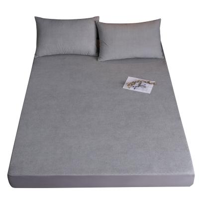 China Solid Color Single Bedspread Terry Polyester Fitted Sheet Mattress Cover Waterproof Vinyl Low Awareness Single And Double Free for sale