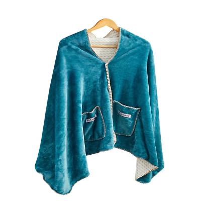 China PORTABLE Wearable Shawl Blanket Wraps for Women Plush Blanket Wraps Lightweight Throws with Buttons for Sofa Office Traveling Outdoor for sale