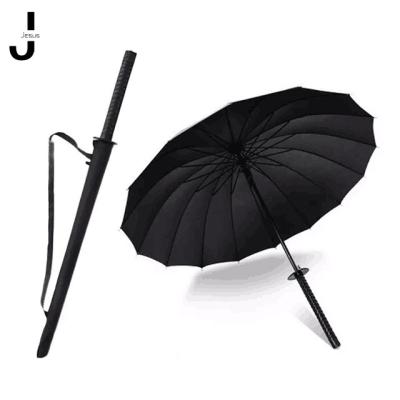 China Customizable/16k/24k Modern Cheap Promotion 8k Japanese Samurai Sword Long Handle Umbrella for sale