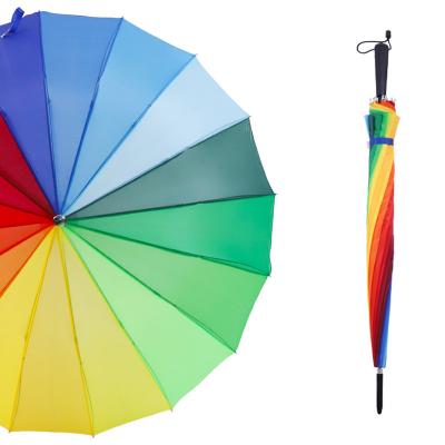 China Fashion Custom16k Color Rainbow Men's Women's Long Handle Straight Umbrella Windproof Special Customized Big Umbrella for sale