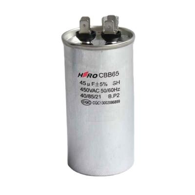 China AC Motor Anhui HERO New Product CBB65 500VAC 45uF Capacitor For Air Conditioner for sale