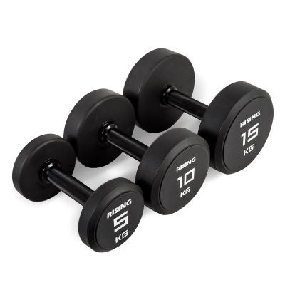 China New Unified Weight Gym Equipment Rising Commercial Dumbbells Factory Price Round Head Dumbbell Rubber Set for sale