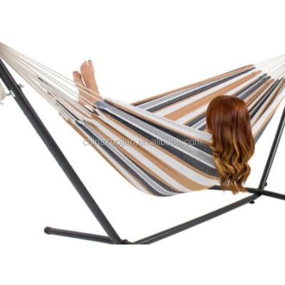 China Backyard Desert Stripe Fabric Double Hammock with Stand for sale