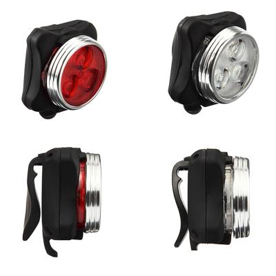 China Super Bright ABS Plastic+Silicone LED USB Bike Light Set Headlight Taillight Combinations USB Rechargeable Bike Light for sale