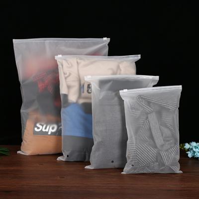 China Recyclable Wholesale Custom Logo Frosted Zip Lock Plastic Apparel Tote Bag Zipper Bags for sale