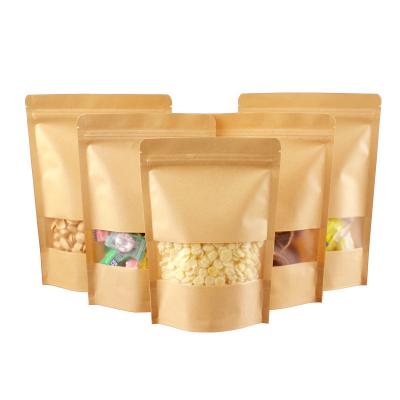 China Recycled Materials Wholesale Biodegradable Brown Kraft Paper Bags Zipper Tea / Food Packaging Stand Up Paper Ziplock Bag for sale