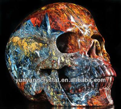 China Europe Fashion Tiger Eye Carved Natural Stone Skull Carving Sale for sale