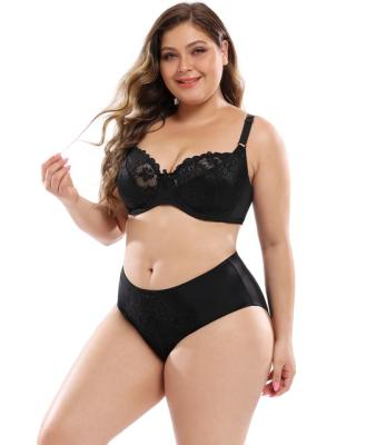 China Large Size Bra And Underwear Sets Women Viable Full Cup Plus Size Two Piece Bra Set For Fat Women for sale