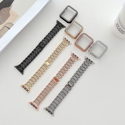 China Metal Wearable Smart Watch Strap Stainless Steel Strap For Apple Watch Band Diamond for sale