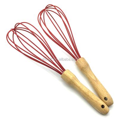 China Stocked Hot Sale Silicone Egg Beater Beater Egg Stirrer with Wooden Handle for sale