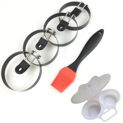 China Viable Egg Poacher Non-Stick Mold Silicone Egg Rings Portable Egg Grill Accessories for sale