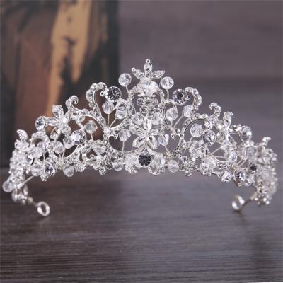 China Hot Selling Silver Gorgeous Rhinestone Telephone Line Shape Weeding Tiara Crown Bridal Hair Wear Accessories for sale