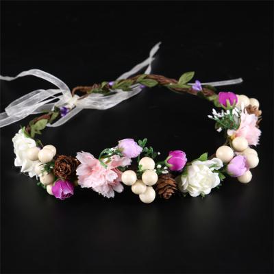 China Phone Line Make Up 2018 New Fashion Women Lady Girls Wedding Floral Flower Garland Wreath Headband Garlands Hair Band Hair Accessories for sale