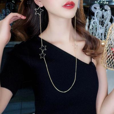 China Shinny Stone Dangle Stud Earrings Kaimei 2019 Fashion Trends Women Simple Long Chain Integrated Dangle Hanging Necklaces And Earrings Sets For Fashion Women for sale