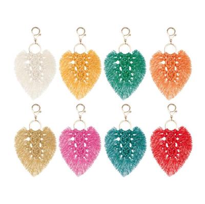 China Braided Gift 2020 New Bohemia Tassel Key Chain Leaves Key Chain Bag Charms Gradient Colors Key Holder Boho Jewelry Gift For Women for sale