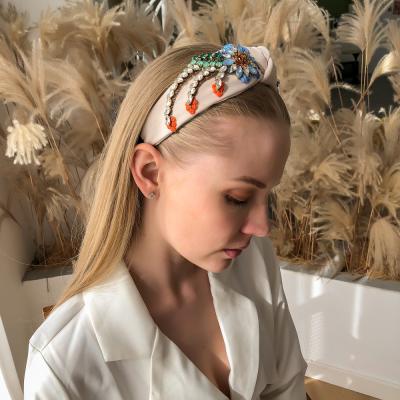 China European and American style hair accessories 2022 creative diamond embroidery fashion headbands retro baroque light luxury women classic headband for women for sale